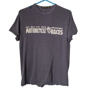 JOHNSON MOTORS Motorcycle Races Distressed Faded Graphic Tee moto 90s grunge M